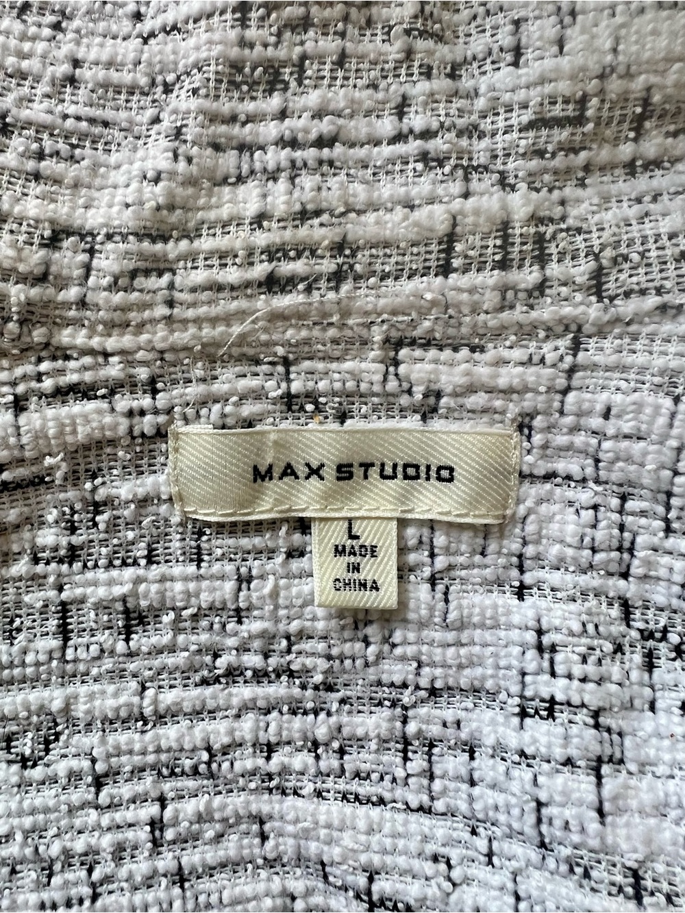 Max Studio Ivory and Black Tweed Moto Blazer - Picture 7 of 10